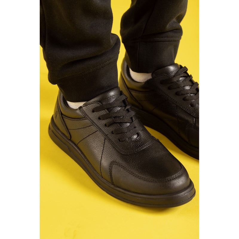 Hush Puppies Robert SNR Leather Boys's Black Lace-Up Shoes