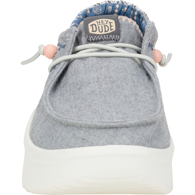 HEYDUDE Wendy Peak Chambray Woven Synthetic Women's Grey Loafers