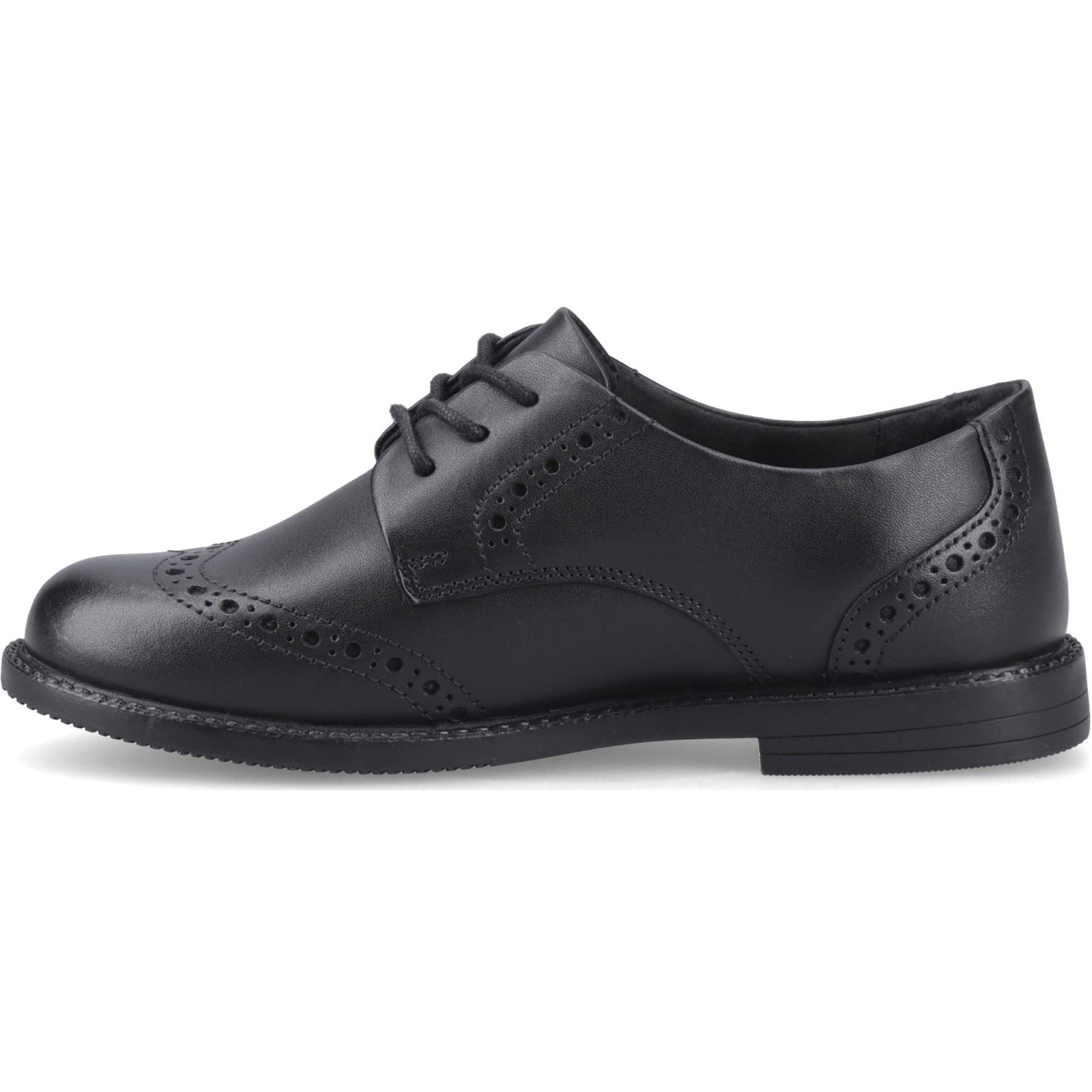Hush Puppies Ava Snr Leather Girl's Black Brogues