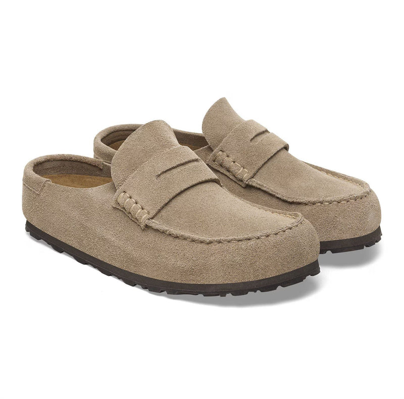 Birkenstock Naples Suede Taupe Regular Clogs