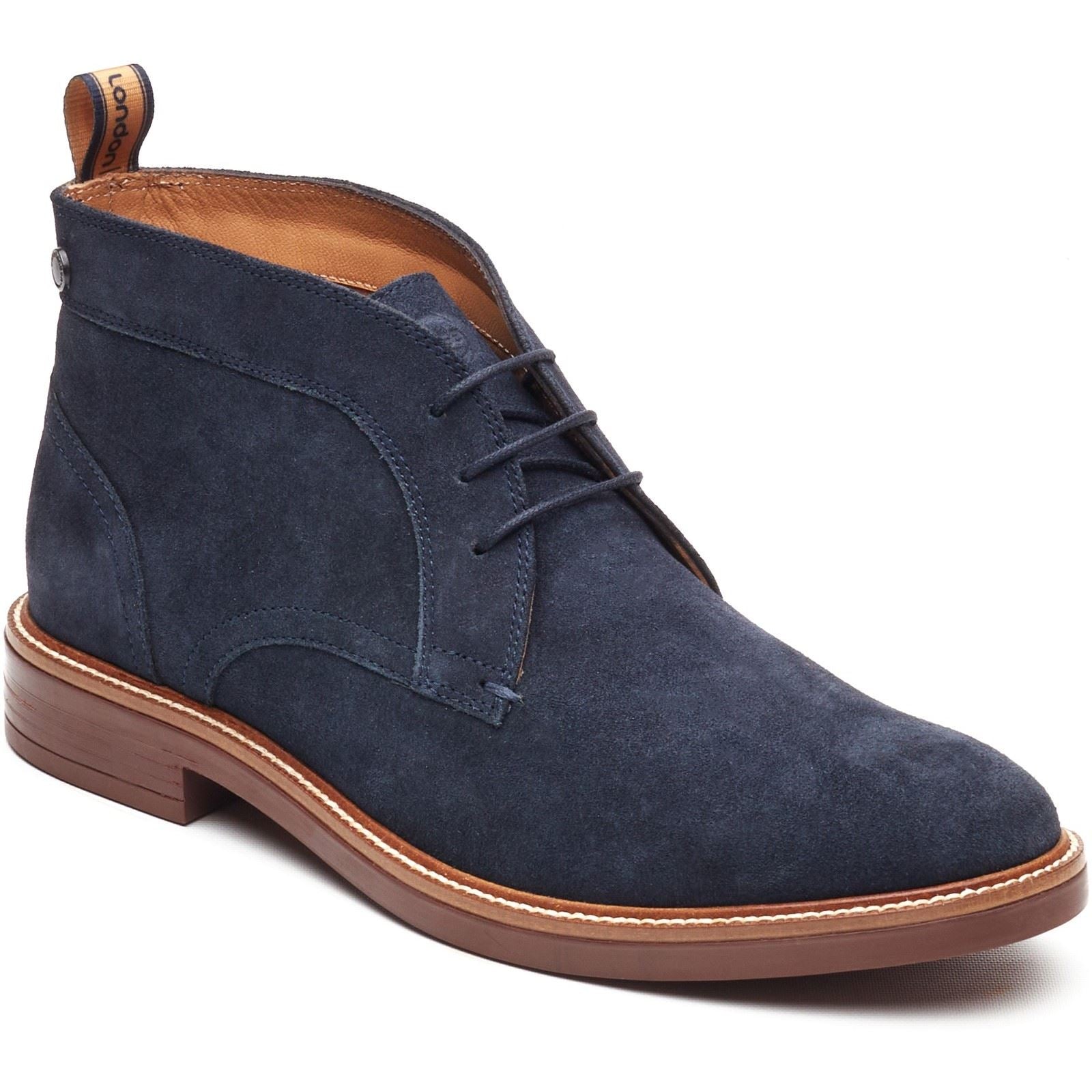 Base London Lincoln Chukka Leather Men's Navy Boots