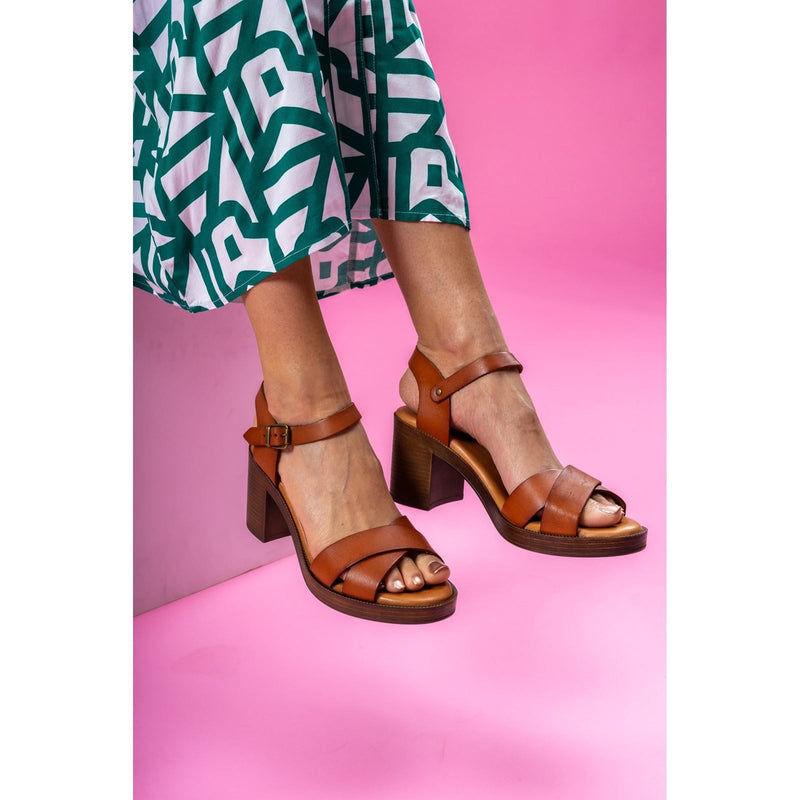 Hush Puppies Georgia Leather Women's Tan Sandals