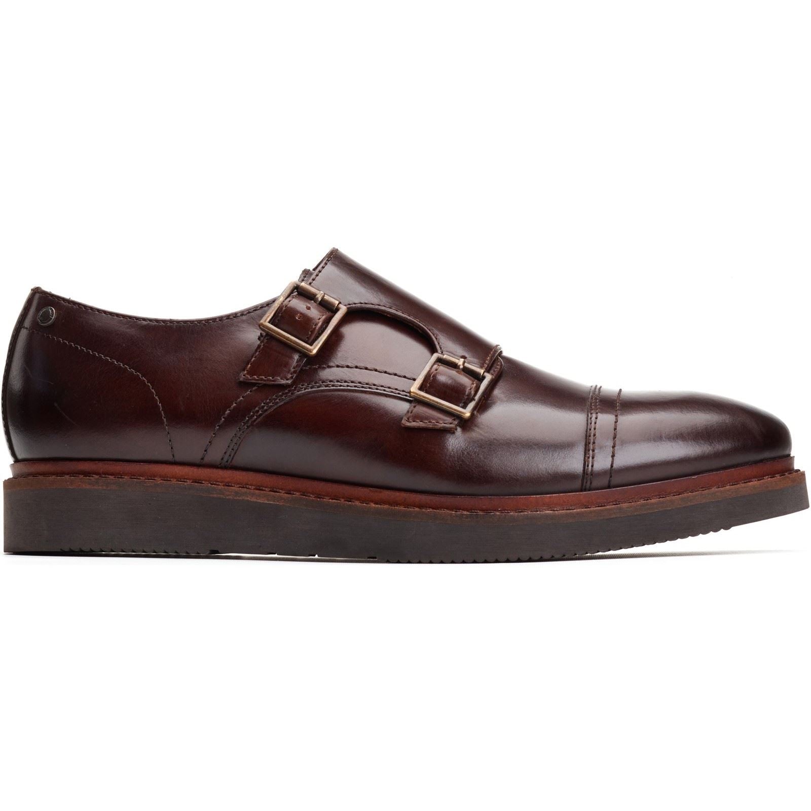 Base London Knight Leather Men's Burnt Brown Double Monk Shoes