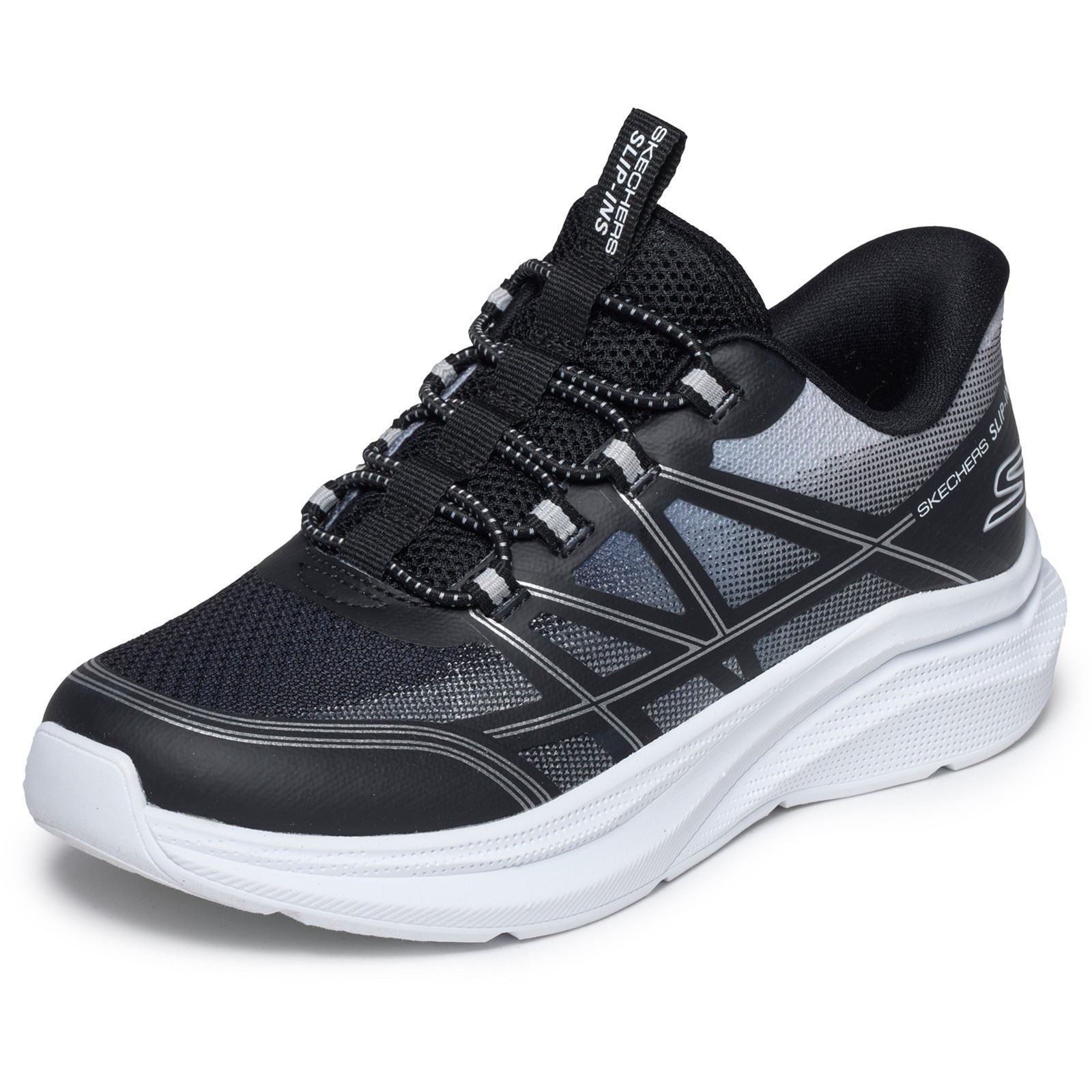 Skechers Microspec Velocity Grid-Shift Boy's Black/Silver & White Trainers