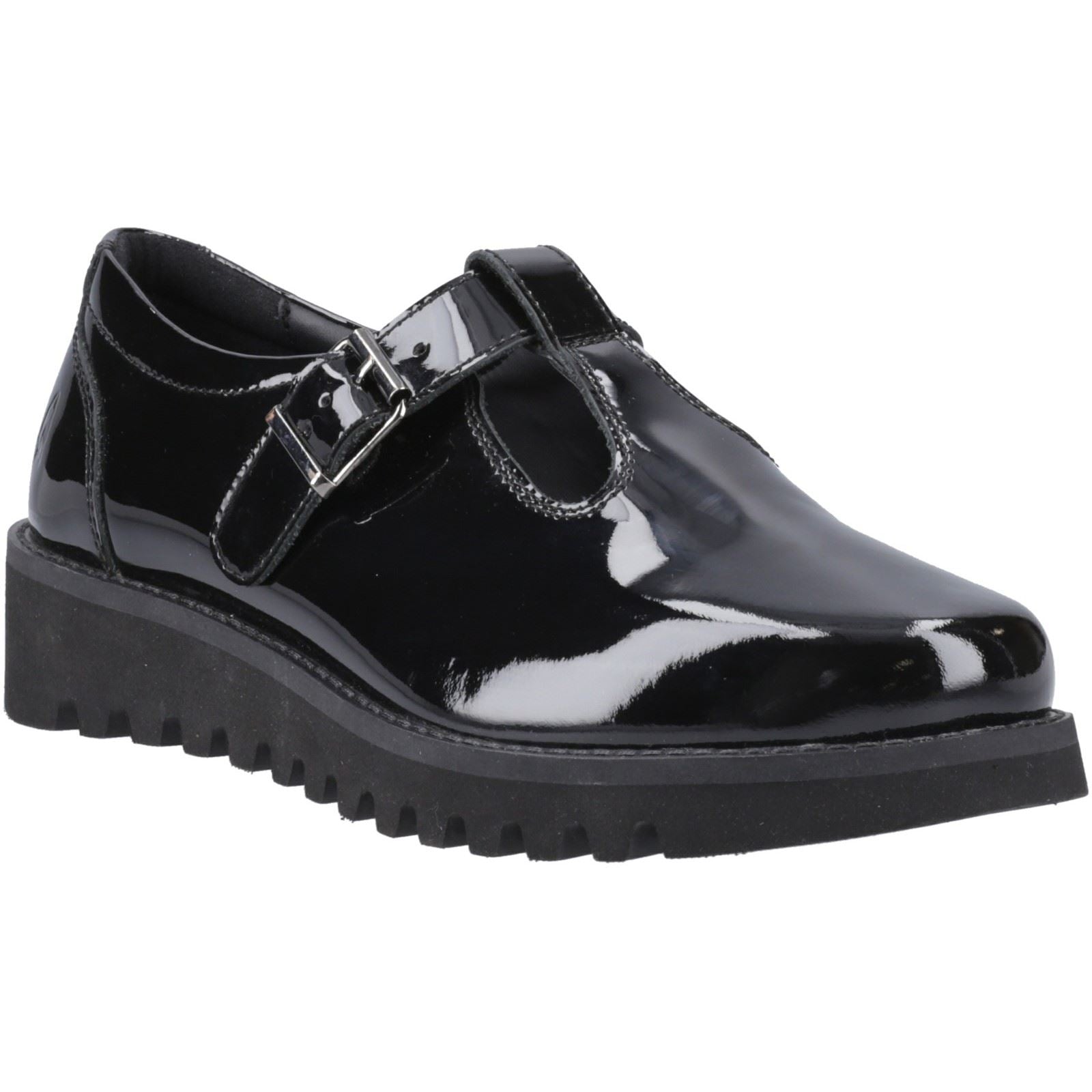 Hush Puppies Florrie T-Bar Leather Girls's Black Shoes