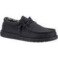 HEYDUDE Wally Canvas 100% Cotton Men's Black Boat Shoes