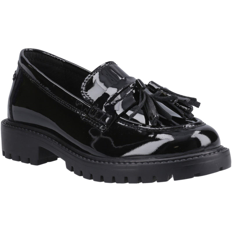 Hush Puppies Abigail Patent Senior Leather Girls's Black Loafers