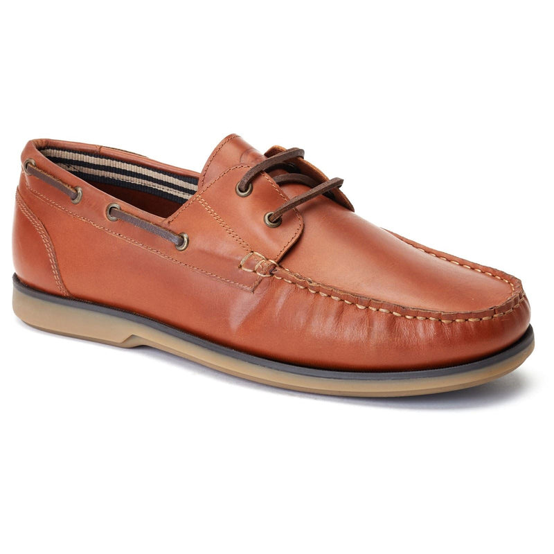 Base London Stern Leather Men's Burnt Tan Boat Shoes
