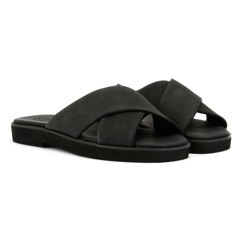 TOMS Mae Crossover Leather Women's Black Sandals