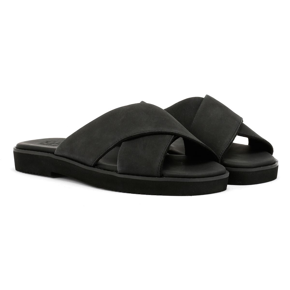 TOMS Mae Crossover Leather Women's Black Sandals
