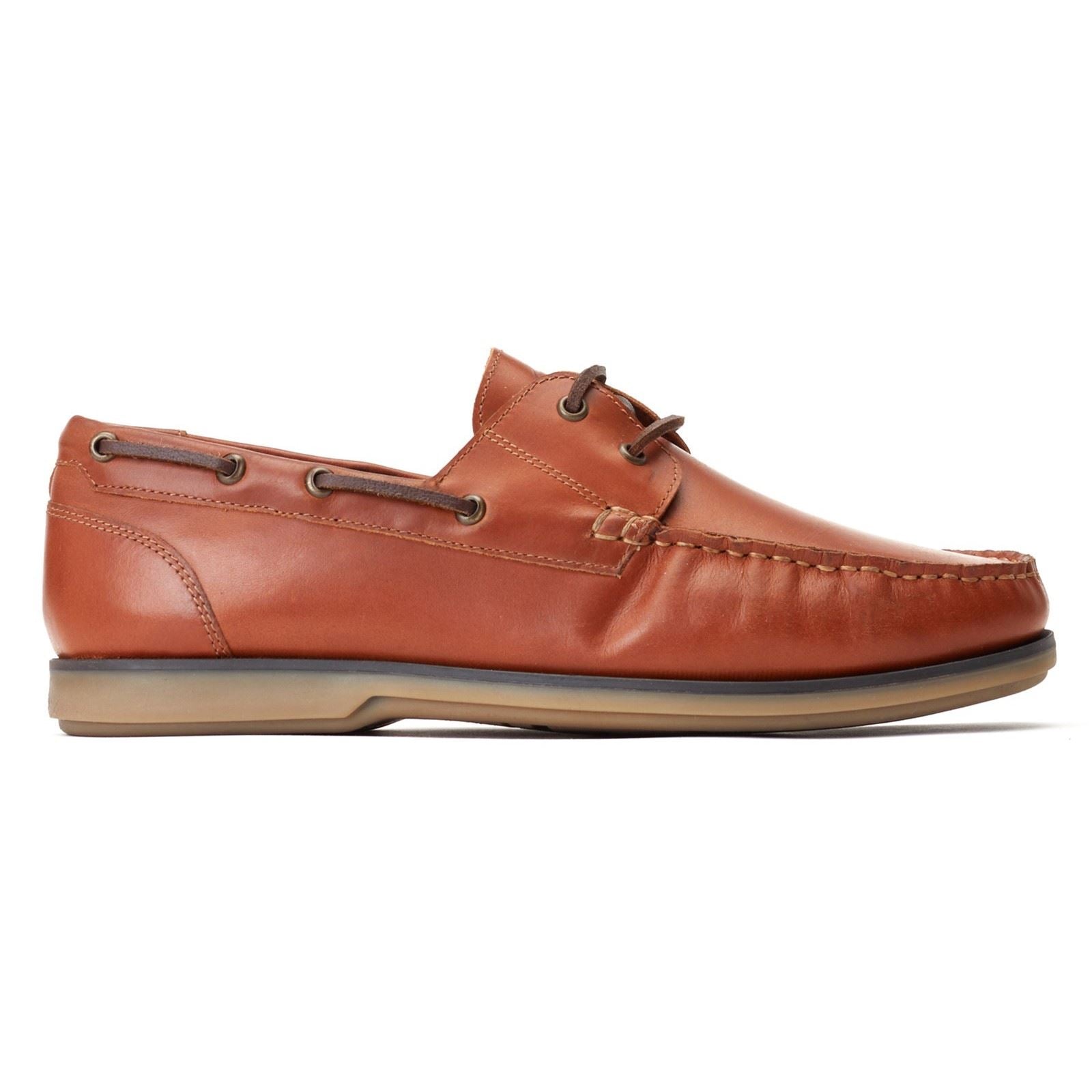 Base London Stern Leather Men's Burnt Tan Boat Shoes