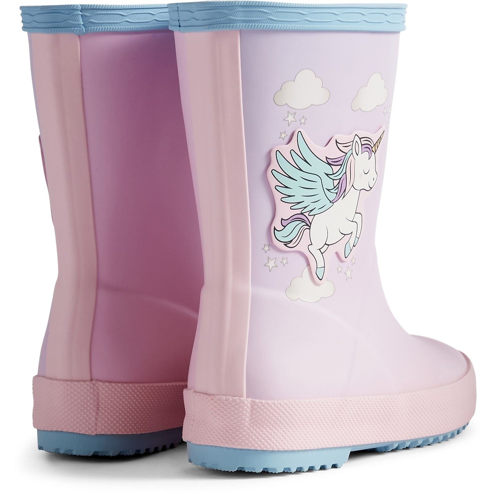 Hunter First Unicorn Print Girls's Blue Frost/ Parfait Pink Wellington Boots