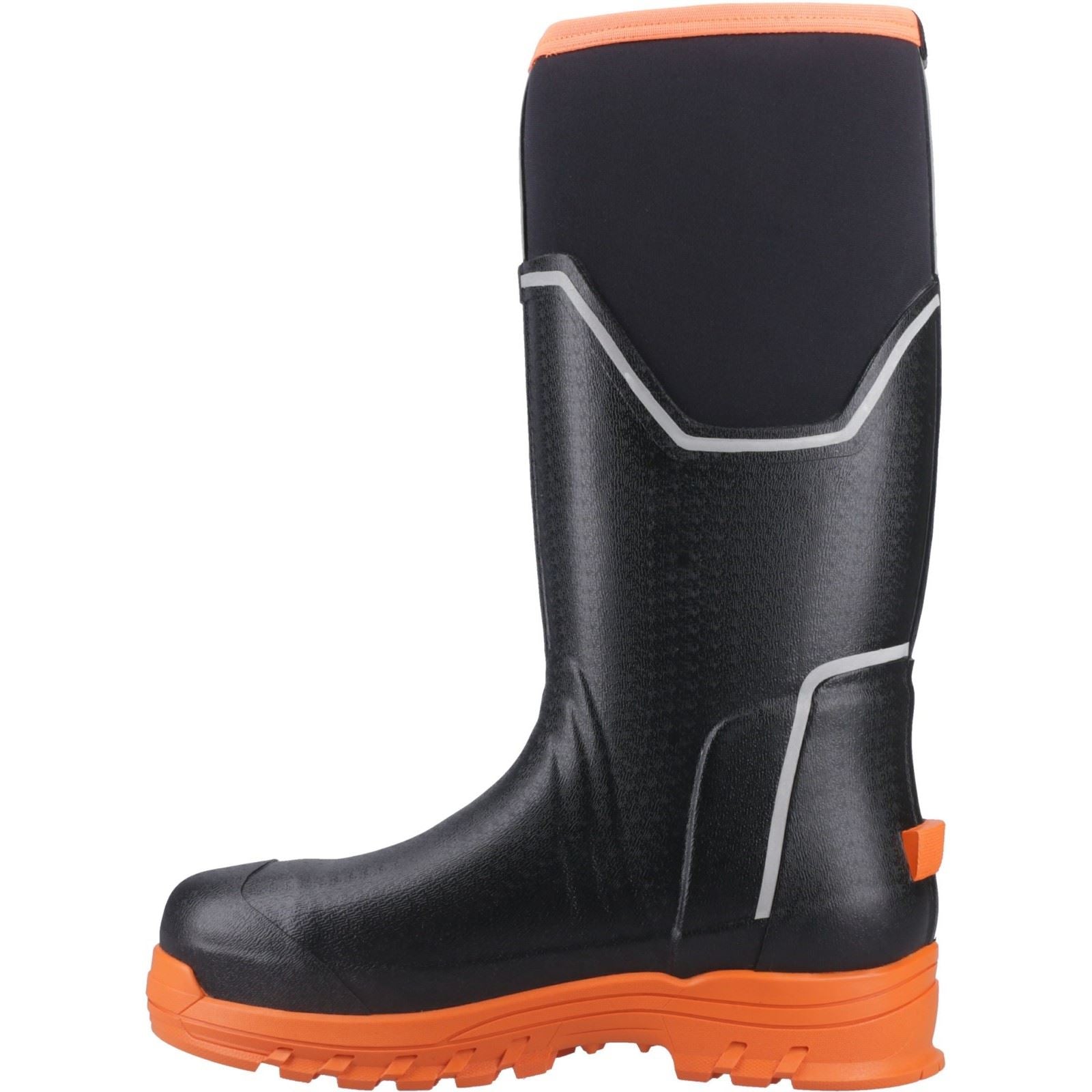 Muck Boots Grit S5 Rubber Men's Black/Orange Wellington Boots