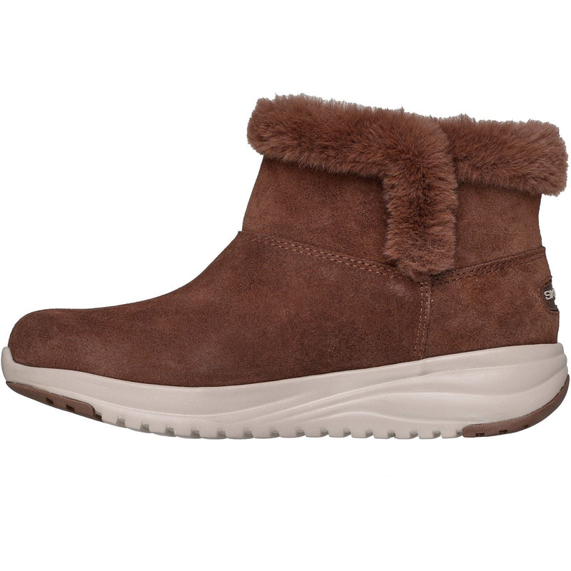 Skechers On-the-GO Stellar - Cozy Step Leather Women's Chocolate Winter Ankle Boots