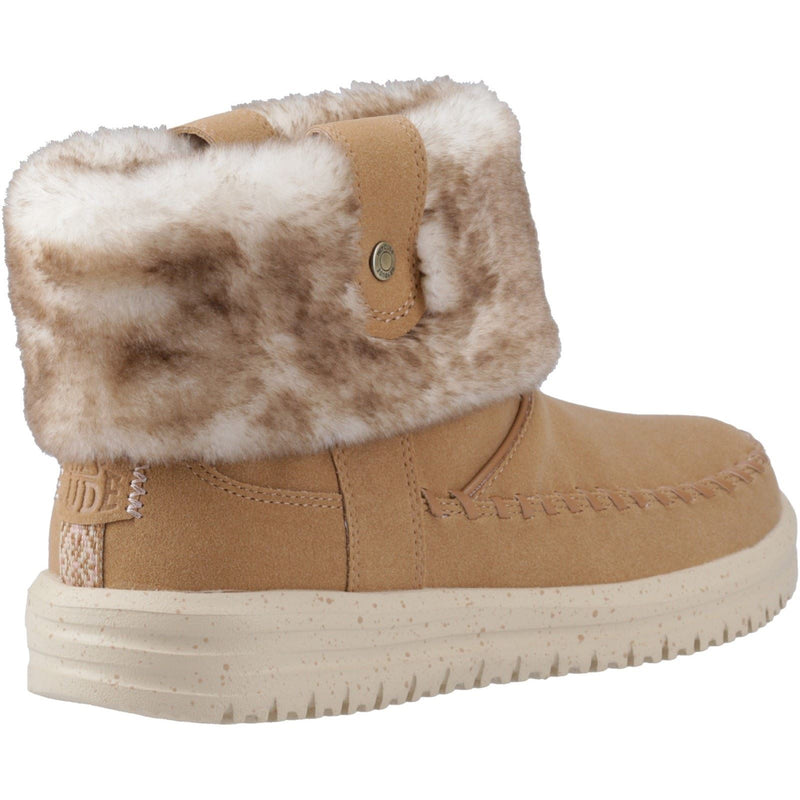 HEYDUDE Camden Cuff Classic Cozy Synthetic Women's Cognac Winter Ankle Boots