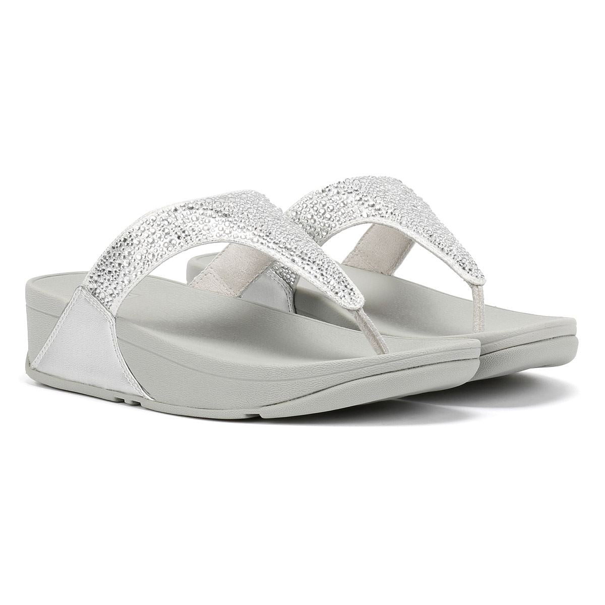 FitFlop Lulu Crystal Mix Women's Silver Sandals