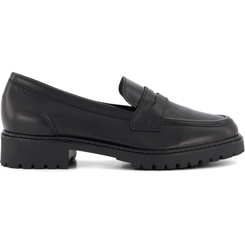 Dune Gild Leather Women's Black Loafers