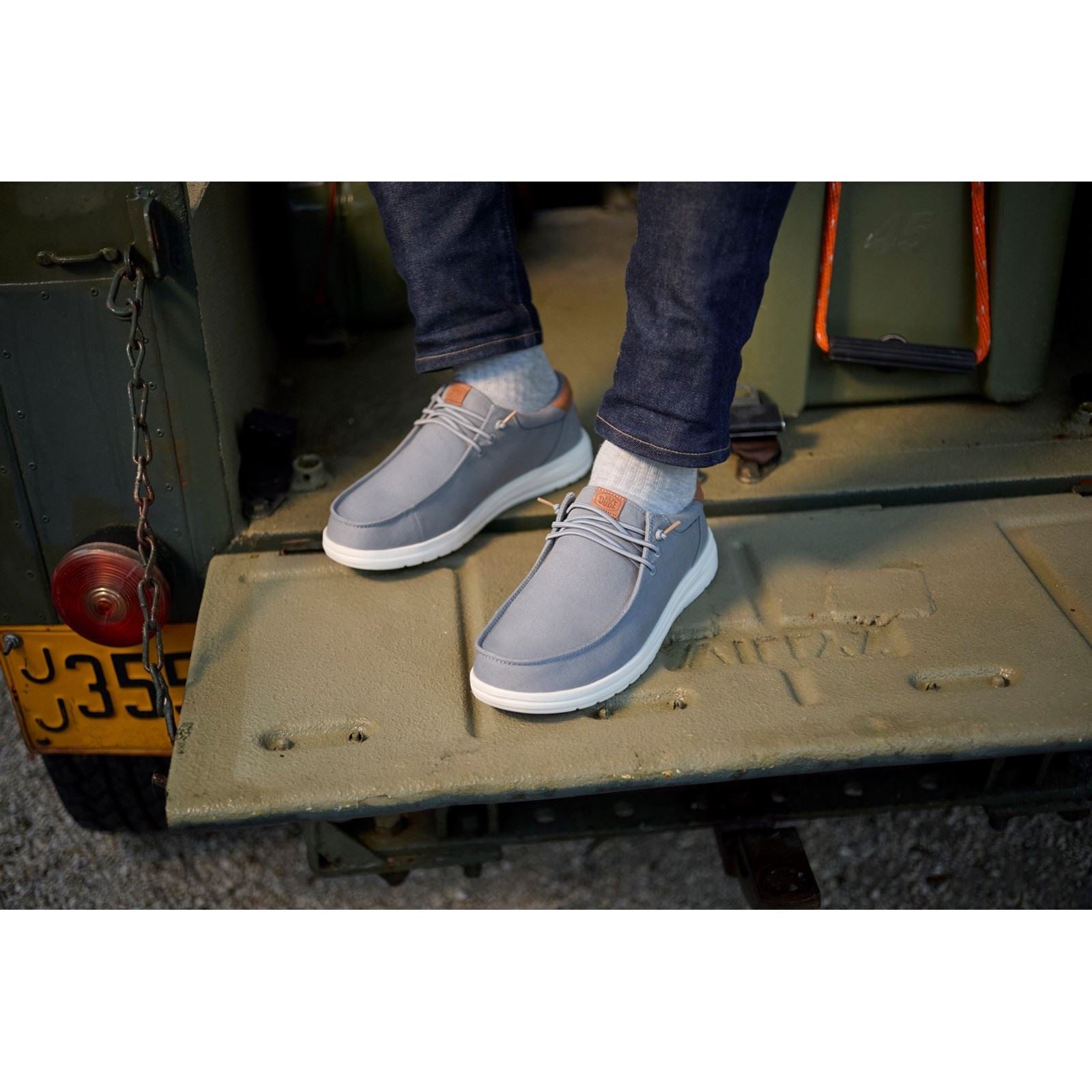 HEYDUDE Paul Canvas Cotton Men's Monument Grey Moccasins Shoes