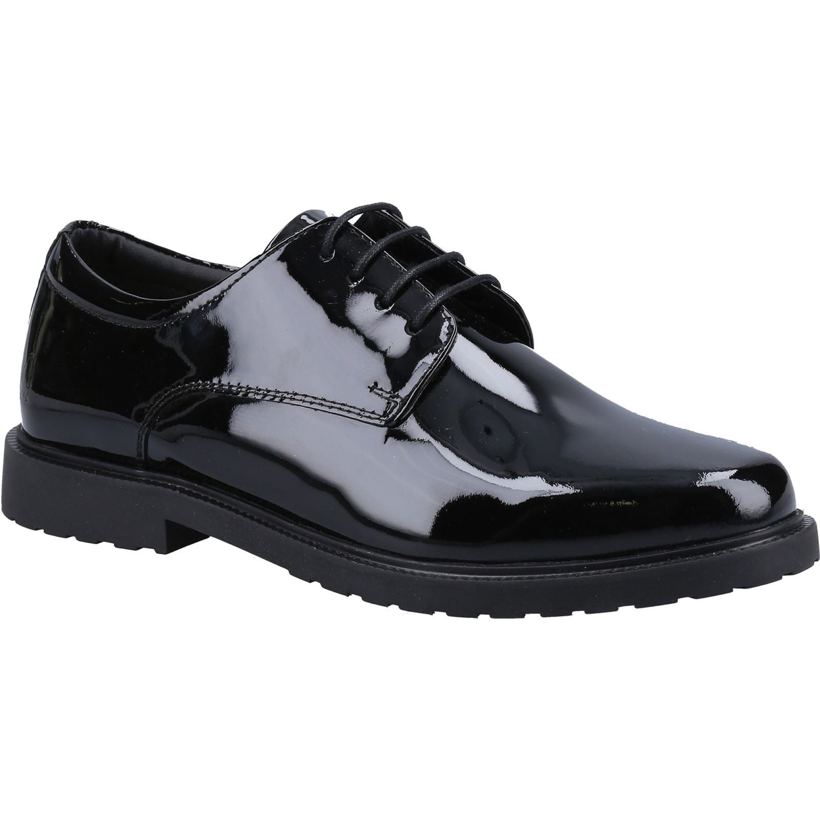 Hush Puppies Verity Slip On Leather Women's Patent Black Brogues Shoes