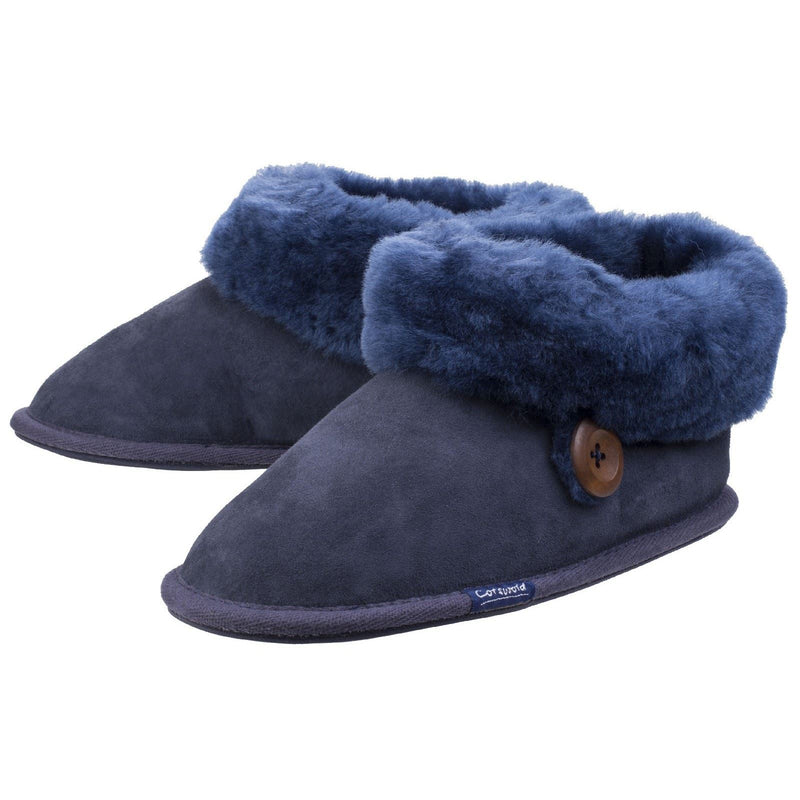 Cotswold Wotton Leather Women's Dark Blue Slippers