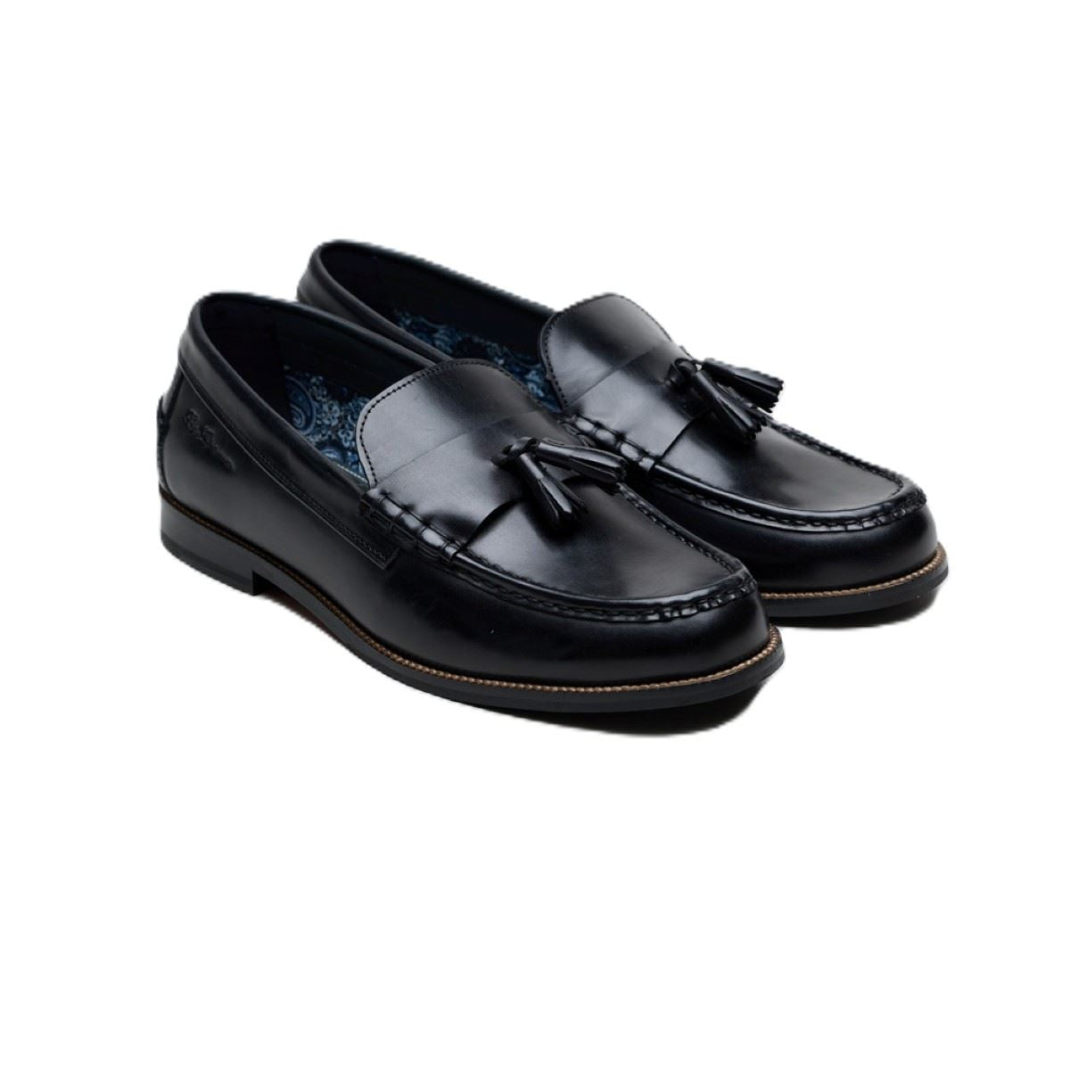 Ben Sherman Sid Brush Off Leather Men's Black Tassel Loafers
