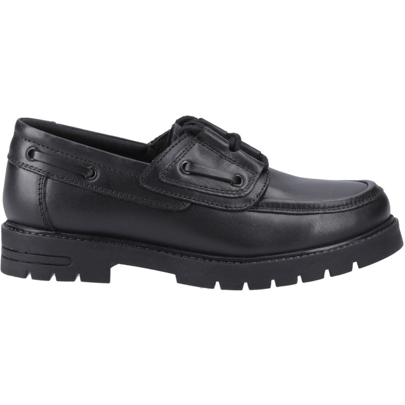 Hush Puppies Lucy Leather Girls's Black Boat Shoes