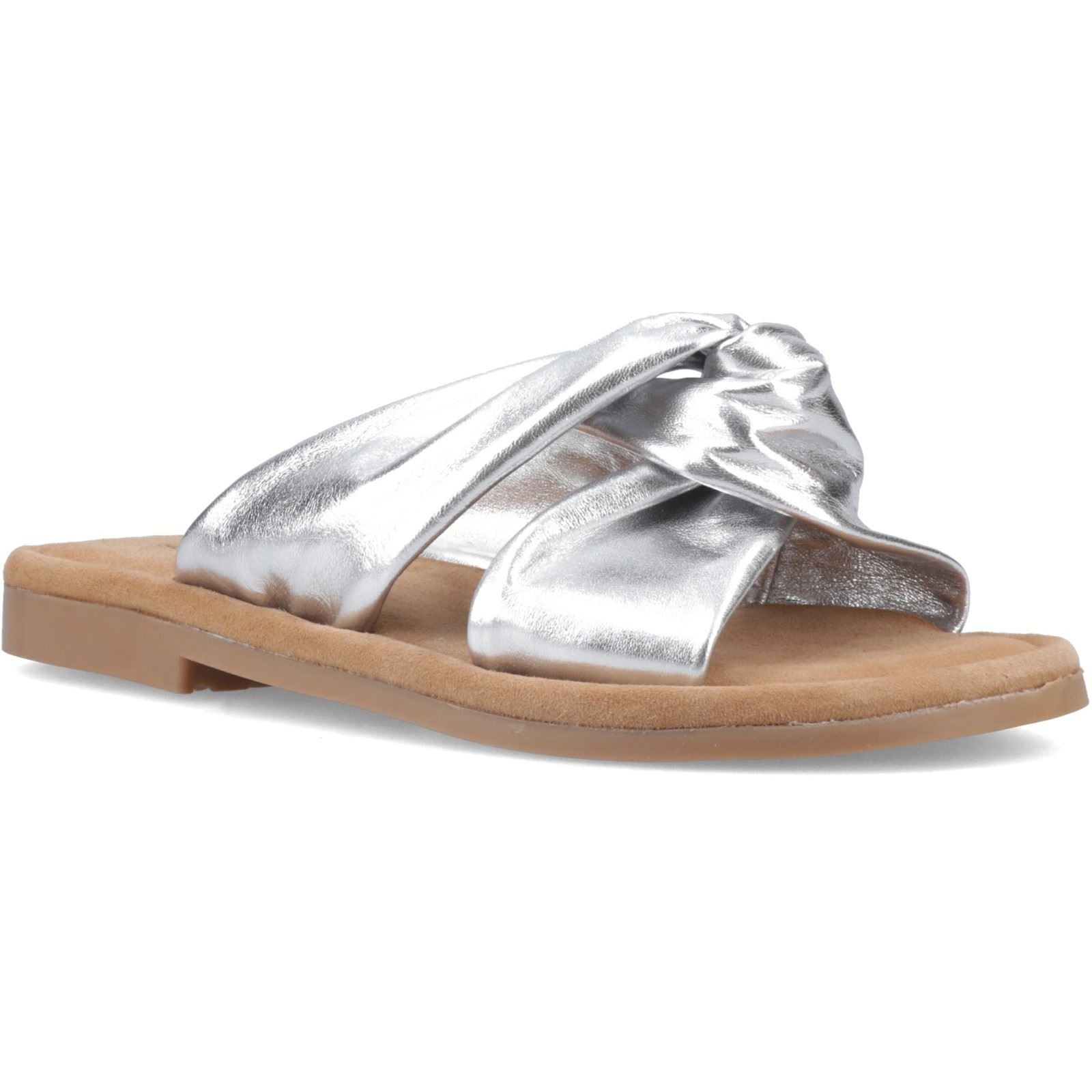 Hush Puppies Amy Wide Fit Leather Women's Silver Standard Sandals