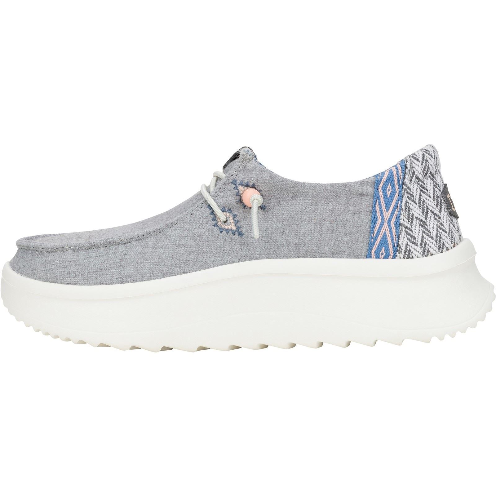 HEYDUDE Wendy Peak Chambray Woven Synthetic Women's Grey Shoes