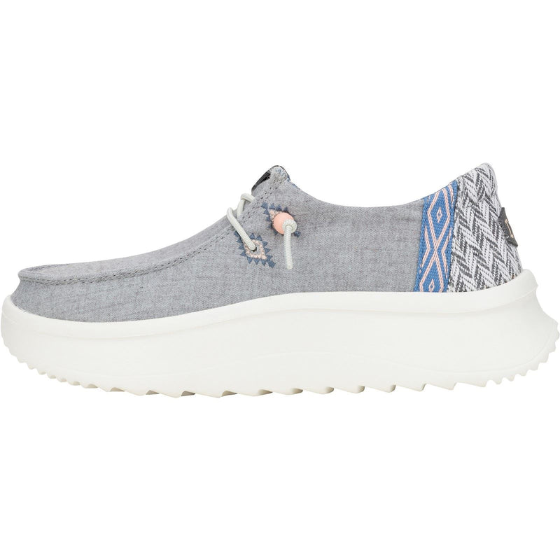 HEYDUDE Wendy Peak Chambray Woven Synthetic Women's Grey Loafers