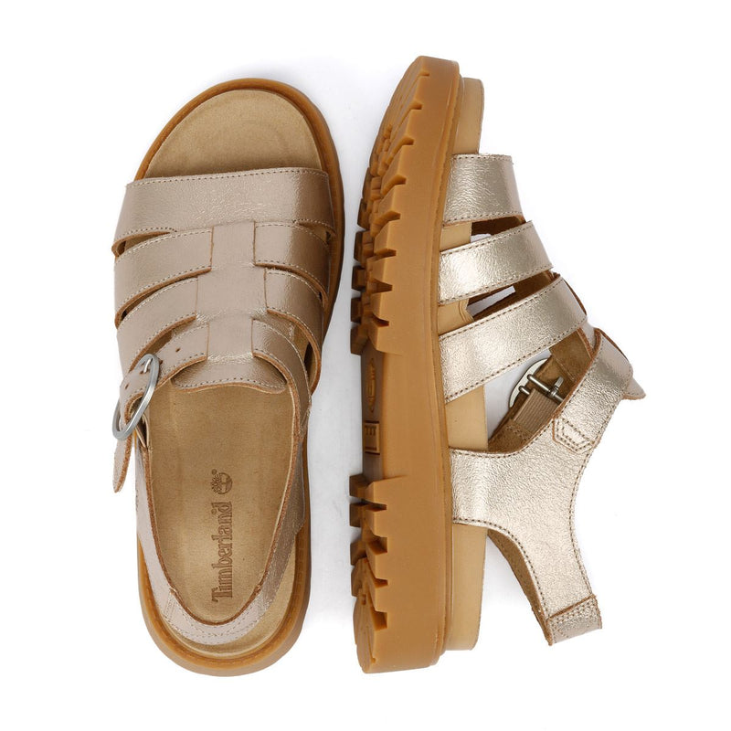 Timberland Clairemont Way Fisherman Leather Women's Gold Metal Sandals