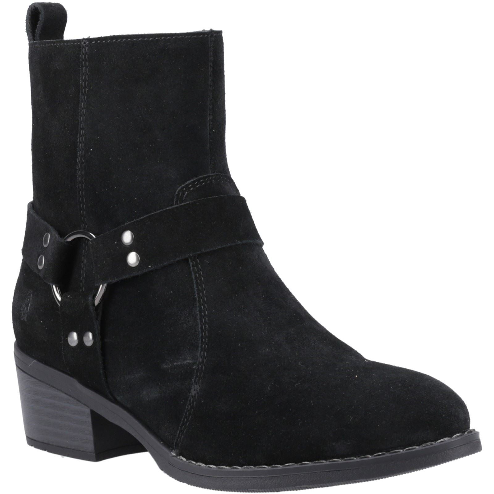 Hush Puppies Iria Suede Women's Black Heeled Ankle Boots