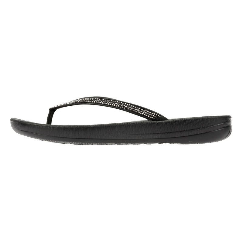 FitFlop Iqushion Sparkle Rubber Women's Black Flip Flops