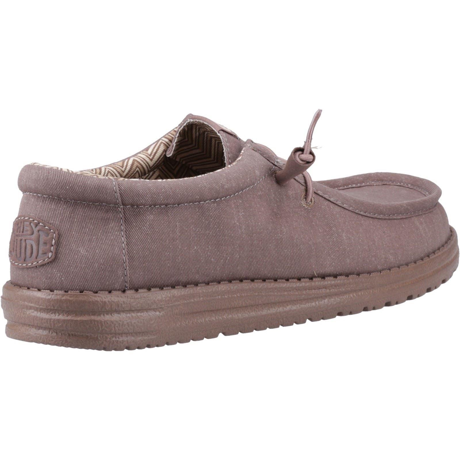 HEYDUDE Wally Stretch Canvas Cotton Men's Deep Taupe Moccasins Shoes