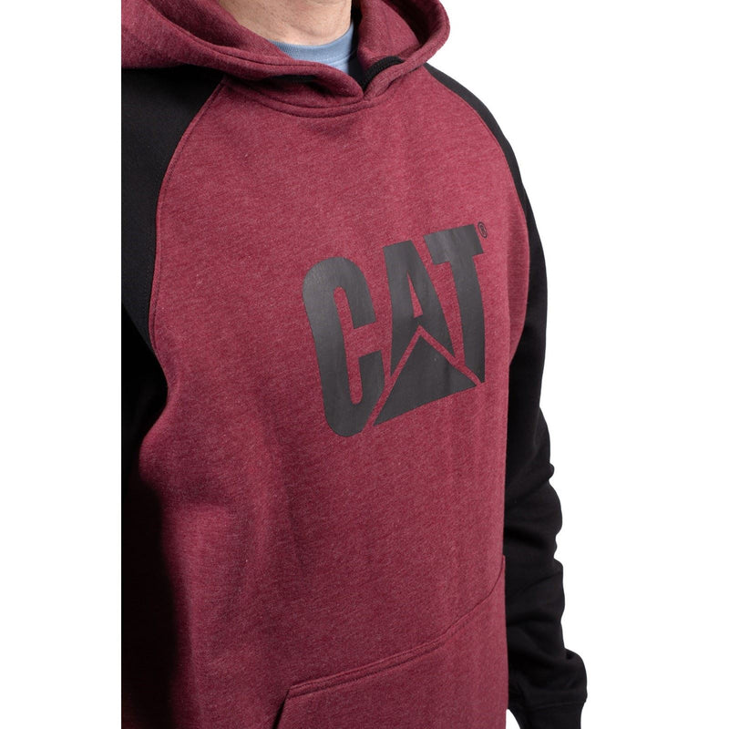 Caterpillar Raglan Cotton Men's Red Hooded Sweatshirt
