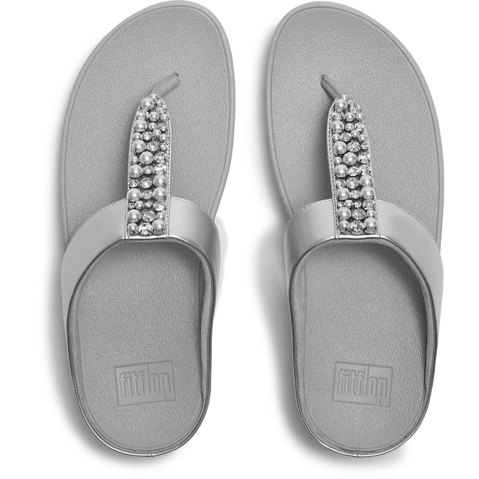 Fitflop Fino Toe-Post Polyurethane Women's Silver Sandals