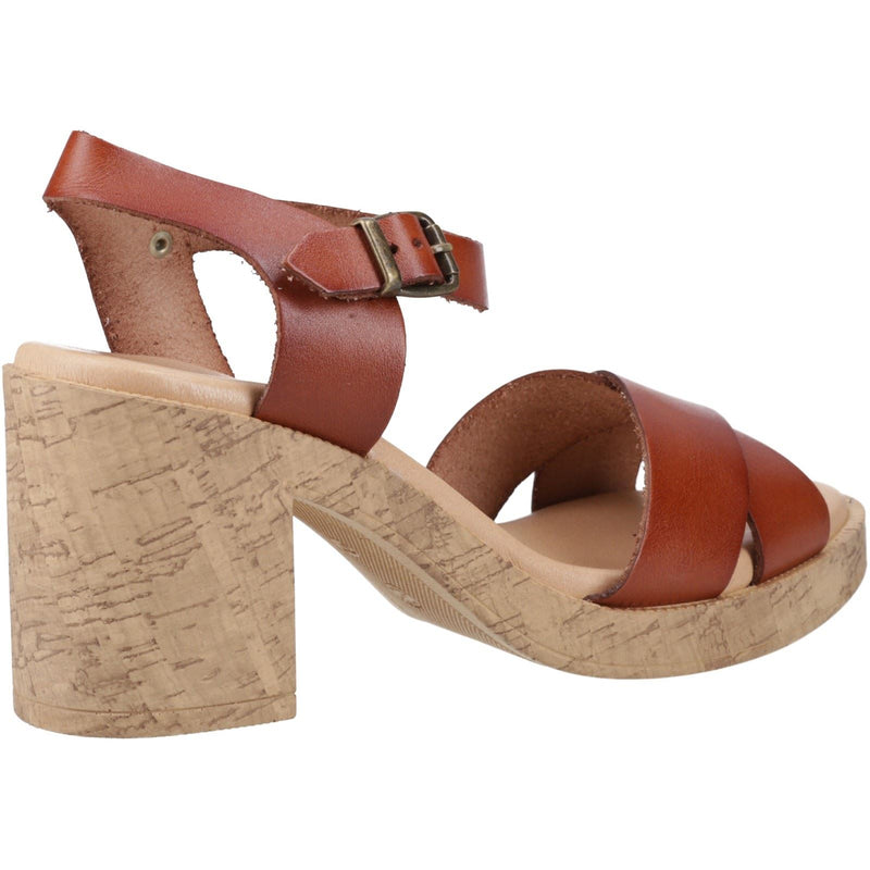 Hush Puppies Georgia Cork Leather Women's Tan Sandals