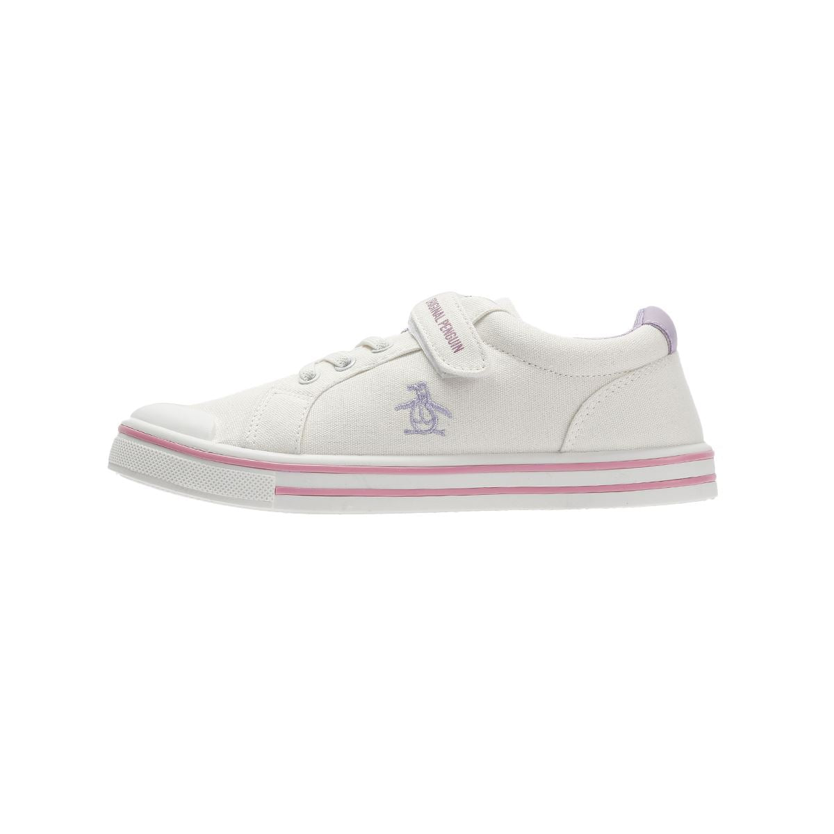 Penguin Junior Rainbow Canvas Girls's White/Lilac Sneakers