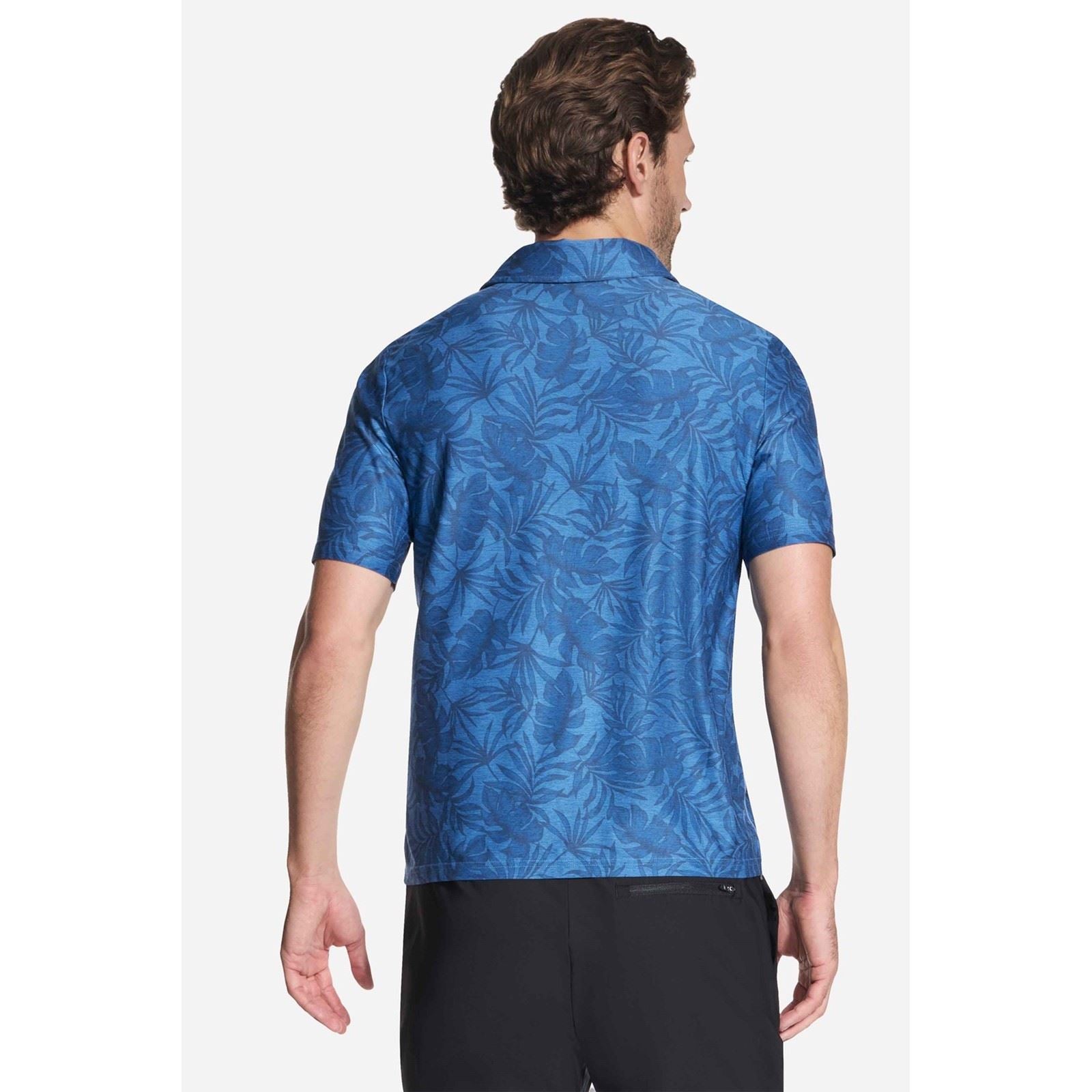 Skechers GO DRI All Day Printed Polyester Men's Blue Polo Shirt