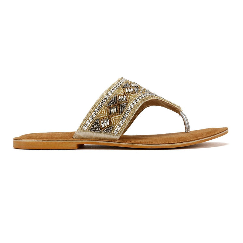 Tower London Wide Vamp Toepost Women's Gold Sandals
