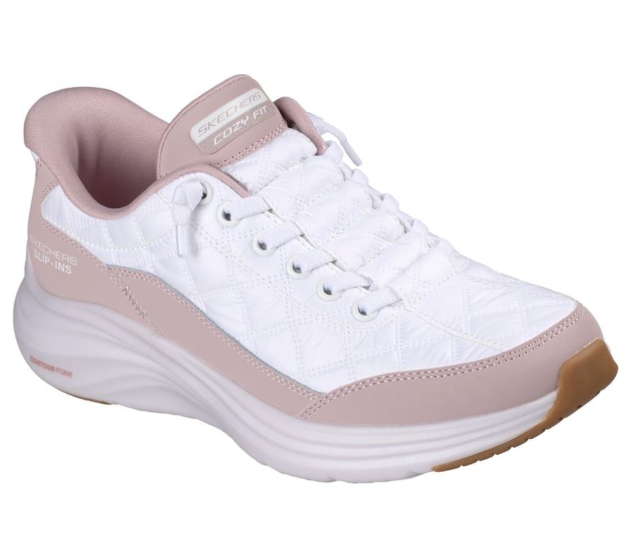 Skechers Slip-Ins Contour Foam Cozy Fit Women's White/Pink Sneakers