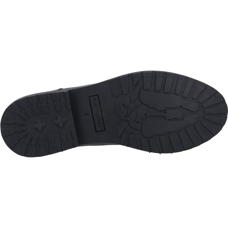 Hush Puppies Verity Slip On Leather Women's Patent Black Brogues Shoes