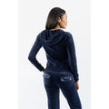 Juicy Couture Robertson Classic Jacket Polyester Women's Blue Hooded Sweatshirt