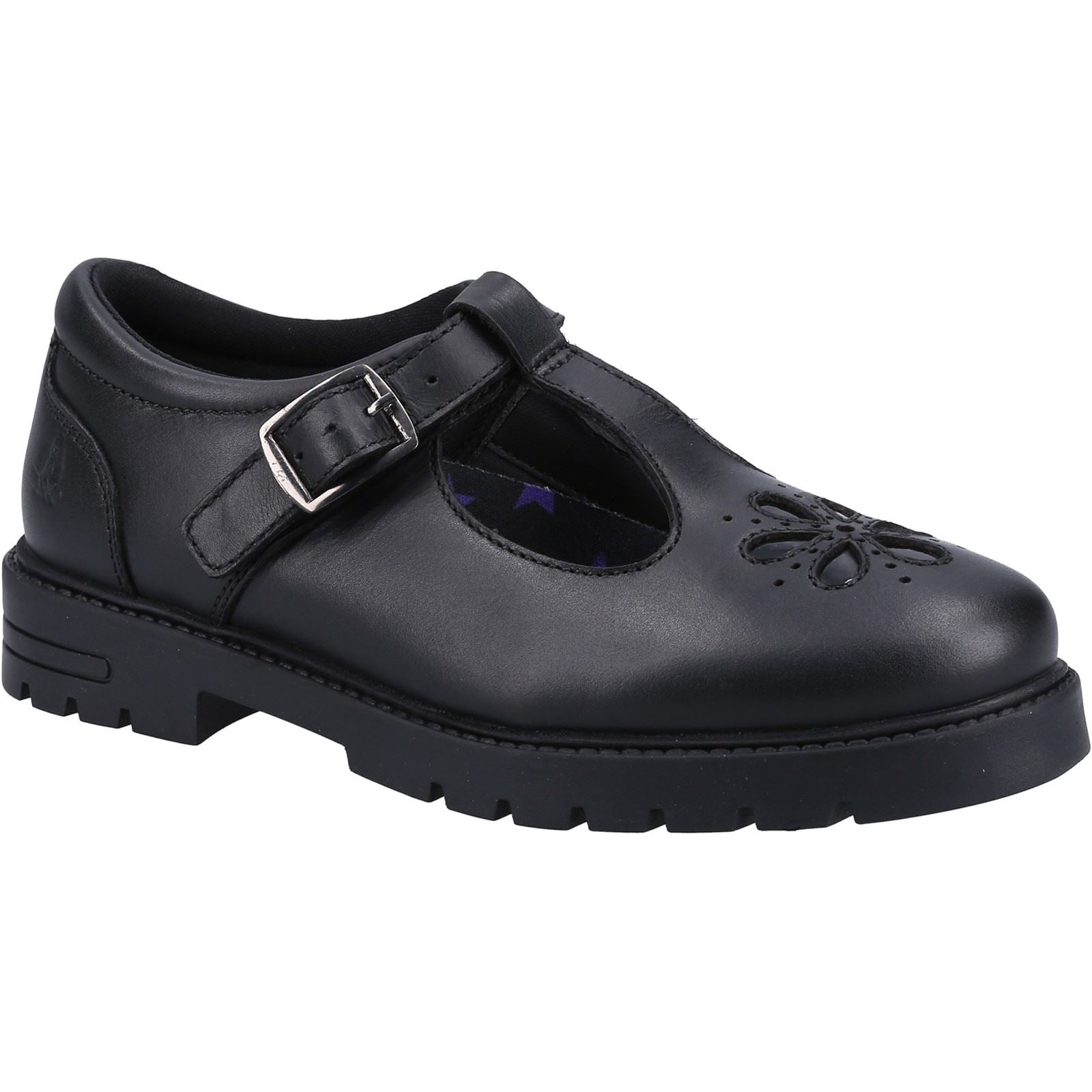 Hush Puppies Fiona SNR Leather Girls's Black Shoes
