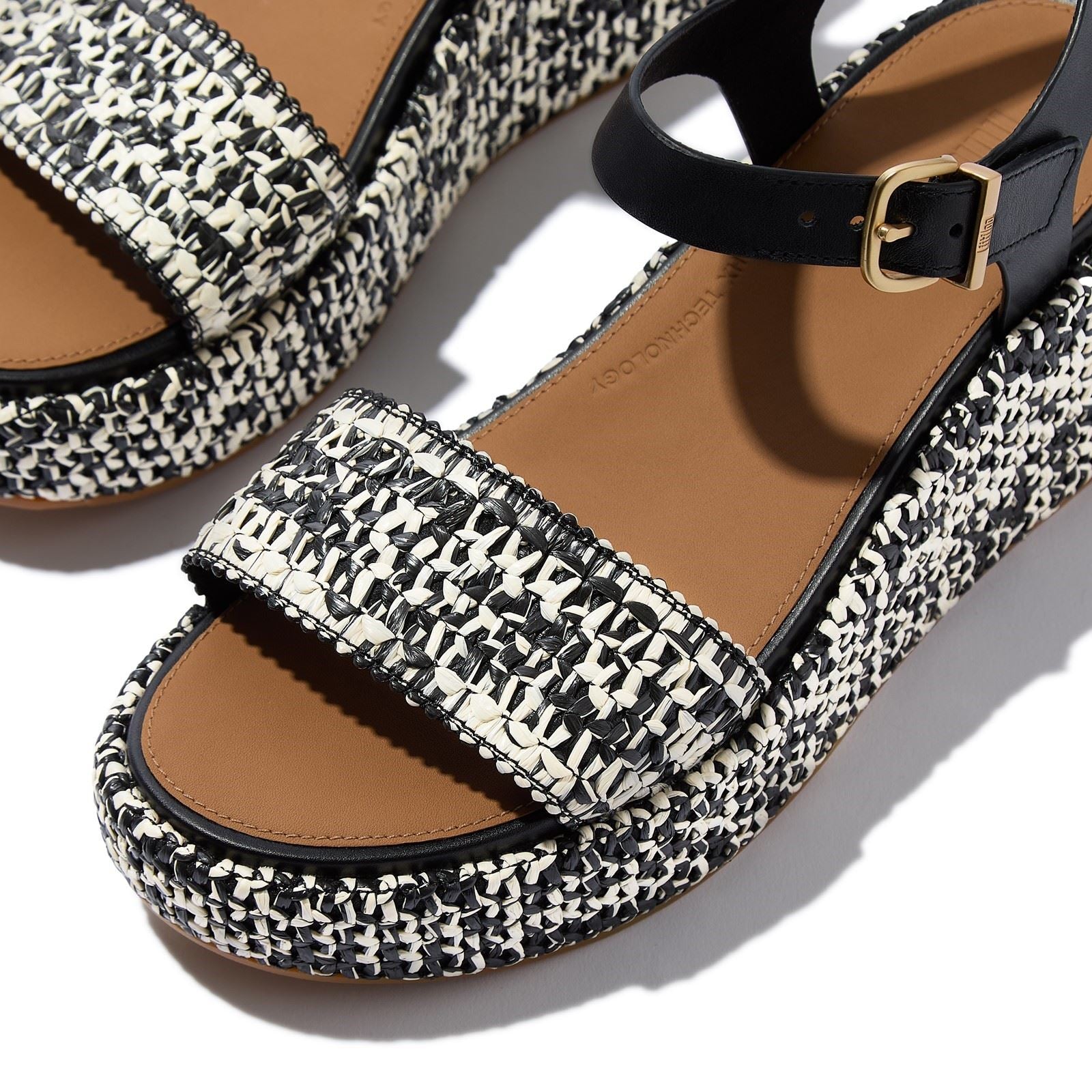 Fitflop Platfforms Wedge Faux Suede Women's Black/Ivory Sandals