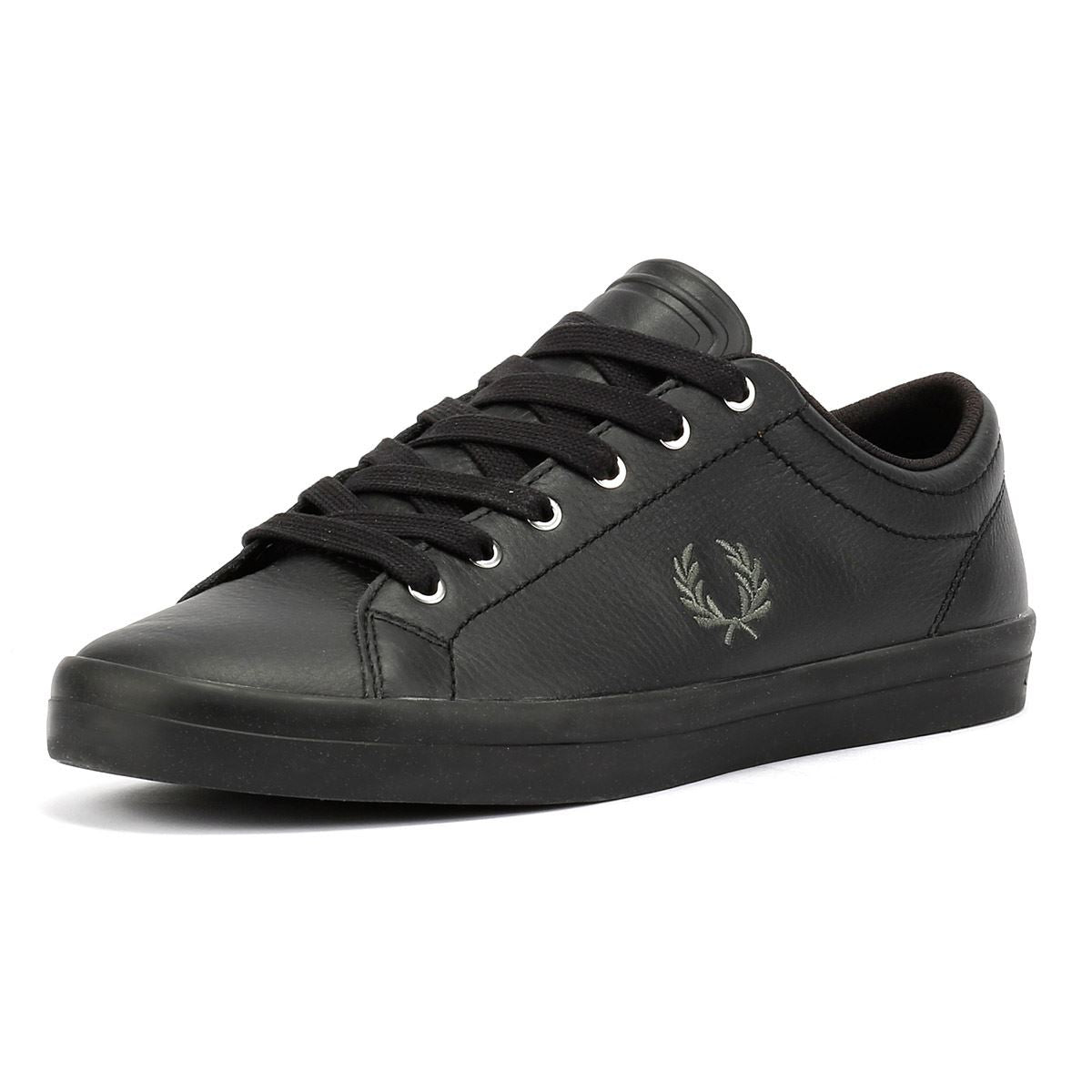 Fred Perry Baseline Leather Men's Black/Laurel Green Sneakers