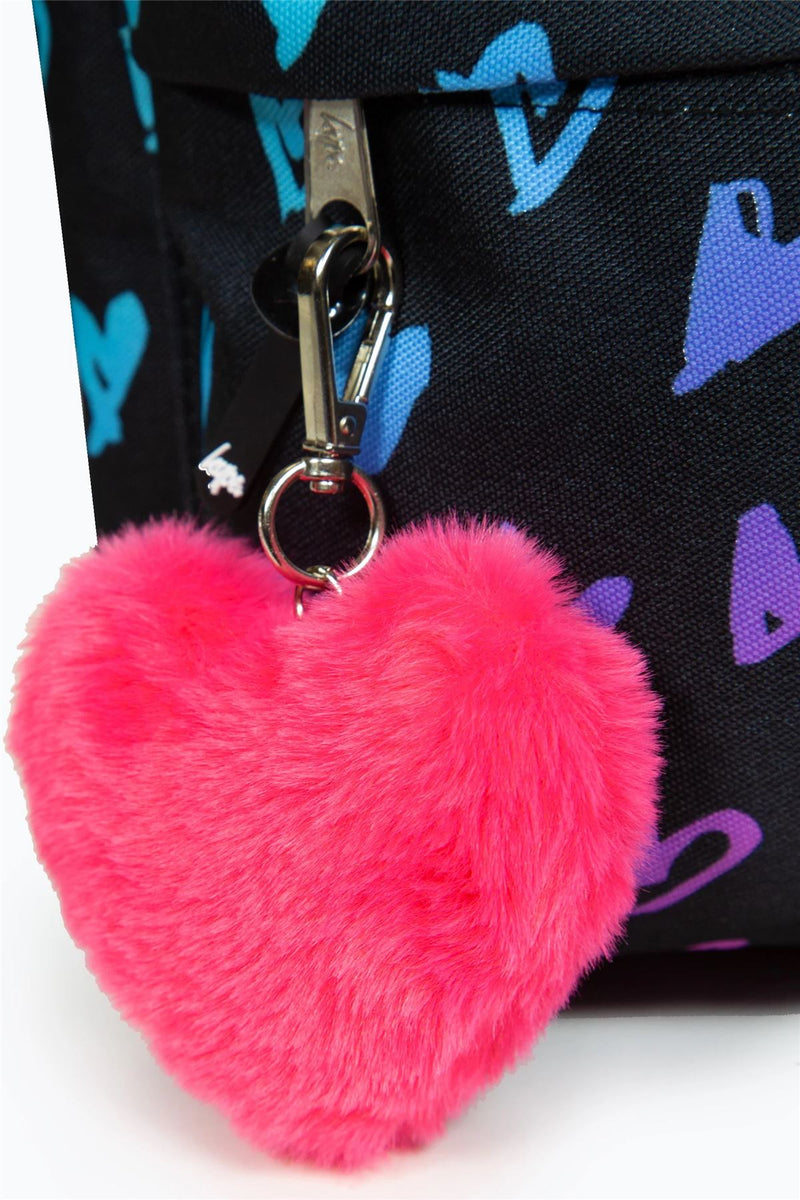 Hype Iconic Girl's Black Scribble Hearts Backpack