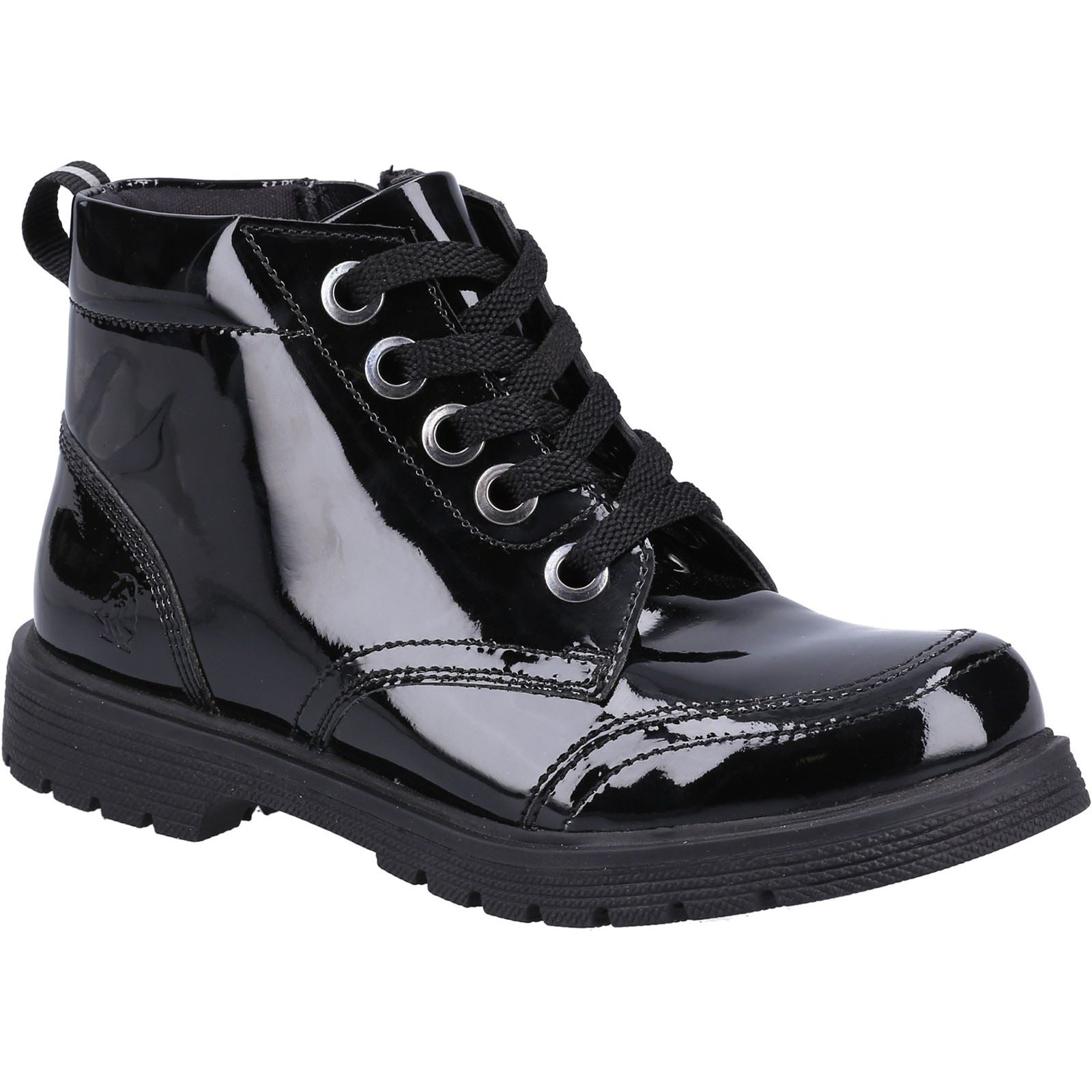 Hush Puppies Jolie Patent JNR Leather Girls's Black Boots