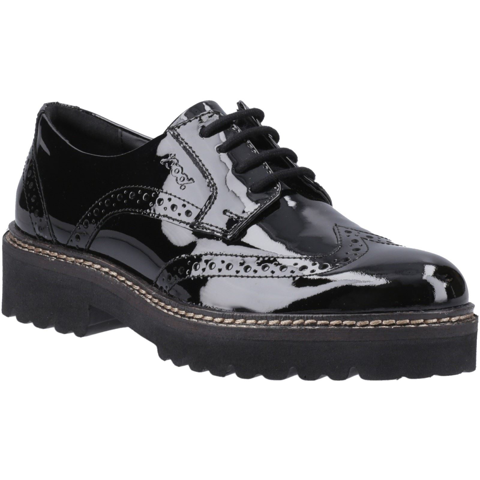 Pod Kortney Faux Leather Women's Black Patent Brogues Shoes