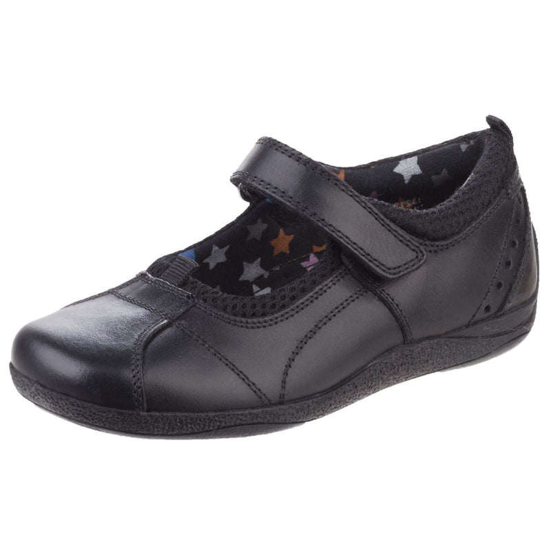 Hush Puppies Cindy Junior Leather Girls Black Shoes