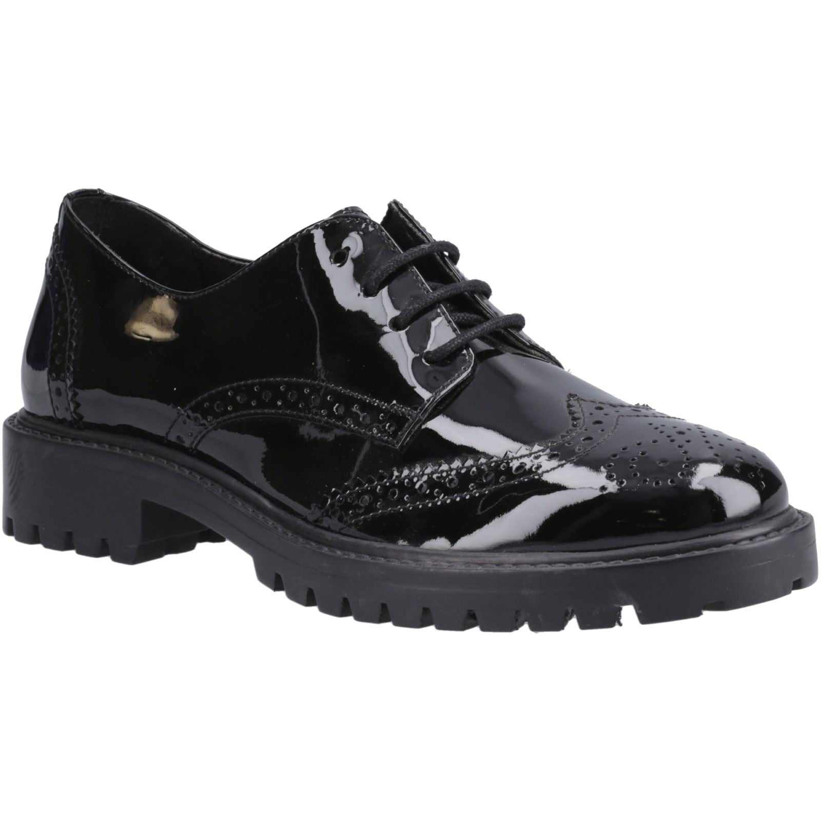 Hush Puppies Athena Patent Leather Girls's Black Brogues